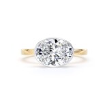 Goldsmiths 18ct Yellow Gold and Platinum East-West 2.13cttw Oval Cut Lab Grown Diamond Hidden Halo Solitaire Engagement Ring - Ring Size K