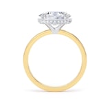 Goldsmiths 18ct Yellow Gold and Platinum East-West 2.13cttw Oval Cut Lab Grown Diamond Hidden Halo Solitaire Engagement Ring - Ring Size K
