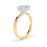 Goldsmiths 18ct Yellow Gold and Platinum East-West 2.13cttw Oval Cut Lab Grown Diamond Hidden Halo Solitaire Engagement Ring - Ring Size K
