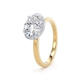 Goldsmiths 18ct Yellow Gold and Platinum East-West 2.13cttw Oval Cut Lab Grown Diamond Hidden Halo Solitaire Engagement Ring - Ring Size K
