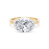 Goldsmiths 18ct Yellow Gold and Platinum East-West 3.15cttw Oval Cut Lab Grown Diamond Hidden Halo Solitaire Engagement Ring - Ring Size L