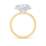 Goldsmiths 18ct Yellow Gold and Platinum East-West 3.15cttw Oval Cut Lab Grown Diamond Hidden Halo Solitaire Engagement Ring - Ring Size L
