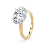Goldsmiths 18ct Yellow Gold and Platinum East-West 3.15cttw Oval Cut Lab Grown Diamond Hidden Halo Solitaire Engagement Ring - Ring Size L