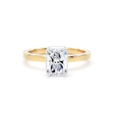 Goldsmiths 18ct Yellow Gold and Platinum 1.62cttw Radiant Cut Lab Grown Diamond Hidden Halo Solitaire Engagement Ring - Ring Size P