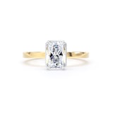 Goldsmiths 18ct Yellow Gold and Platinum 1.62cttw Radiant Cut Lab Grown Diamond Hidden Halo Solitaire Engagement Ring - Ring Size P