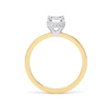 Goldsmiths 18ct Yellow Gold and Platinum 1.62cttw Radiant Cut Lab Grown Diamond Hidden Halo Solitaire Engagement Ring - Ring Size P