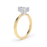 Goldsmiths 18ct Yellow Gold and Platinum 1.62cttw Radiant Cut Lab Grown Diamond Hidden Halo Solitaire Engagement Ring - Ring Size P