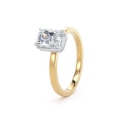 Goldsmiths 18ct Yellow Gold and Platinum 1.62cttw Radiant Cut Lab Grown Diamond Hidden Halo Solitaire Engagement Ring - Ring Size P