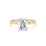 Goldsmiths 18ct Yellow Gold and Platinum 2.13cttw Radiant Cut Lab Grown Diamond Hidden Halo Solitaire Engagement Ring - Ring Size Q
