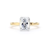 Goldsmiths 18ct Yellow Gold and Platinum 2.13cttw Radiant Cut Lab Grown Diamond Hidden Halo Solitaire Engagement Ring - Ring Size Q