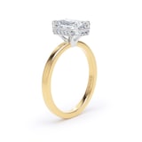 Goldsmiths 18ct Yellow Gold and Platinum 2.13cttw Radiant Cut Lab Grown Diamond Hidden Halo Solitaire Engagement Ring - Ring Size Q