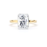 Goldsmiths 18ct Yellow Gold and Platinum 3.15cttw Radiant Cut Lab Grown Diamond Hidden Halo Solitaire Engagement Ring - Ring Size I