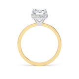 Goldsmiths 18ct Yellow Gold and Platinum 3.15cttw Radiant Cut Lab Grown Diamond Hidden Halo Solitaire Engagement Ring - Ring Size I