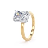 Goldsmiths 18ct Yellow Gold and Platinum 3.15cttw Radiant Cut Lab Grown Diamond Hidden Halo Solitaire Engagement Ring - Ring Size I