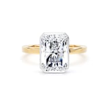 Goldsmiths 18ct Yellow Gold and Platinum 4.17cttw Radiant Cut Lab Grown Diamond Hidden Halo Solitaire Engagement Ring - Ring Size O.5