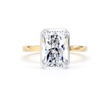 Goldsmiths 18ct Yellow Gold and Platinum 4.17cttw Radiant Cut Lab Grown Diamond Hidden Halo Solitaire Engagement Ring - Ring Size O.5