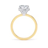 Goldsmiths 18ct Yellow Gold and Platinum 4.17cttw Radiant Cut Lab Grown Diamond Hidden Halo Solitaire Engagement Ring - Ring Size O.5