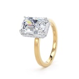 Goldsmiths 18ct Yellow Gold and Platinum 4.17cttw Radiant Cut Lab Grown Diamond Hidden Halo Solitaire Engagement Ring - Ring Size O.5