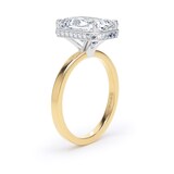 Goldsmiths 18ct Yellow Gold and Platinum 5.19cttw Radiant Cut Lab Grown Diamond Hidden Halo Solitaire Engagement Ring - Ring Size K