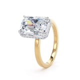 Goldsmiths 18ct Yellow Gold and Platinum 5.19cttw Radiant Cut Lab Grown Diamond Hidden Halo Solitaire Engagement Ring - Ring Size K