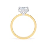 Goldsmiths 18ct Yellow Gold and Platinum East-West 1.62cttw Radiant Cut Lab Grown Diamond Hidden Halo Solitaire Engagement Ring - Ring Size K