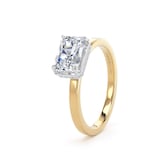 Goldsmiths 18ct Yellow Gold and Platinum East-West 1.62cttw Radiant Cut Lab Grown Diamond Hidden Halo Solitaire Engagement Ring - Ring Size K
