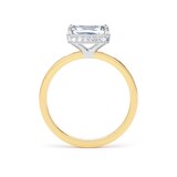Goldsmiths 18ct Yellow Gold and Platinum East-West 2.13cttw Radiant Cut Lab Grown Diamond Hidden Halo Solitaire Engagement Ring - Ring Size I
