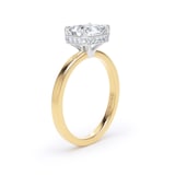 Goldsmiths 18ct Yellow Gold and Platinum East-West 2.13cttw Radiant Cut Lab Grown Diamond Hidden Halo Solitaire Engagement Ring - Ring Size I