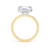 Goldsmiths 18ct Yellow Gold and Platinum East-West 3.15cttw Radiant Cut Lab Grown Diamond Hidden Halo Solitaire Engagement Ring - Ring Size O