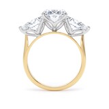 Goldsmiths 18ct Yellow Gold and Platinum 4.00cttw Oval and Pear Cut Lab Grown Diamond 3 Stone Engagement Ring - Ring Size L