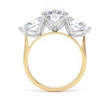 Goldsmiths 18ct Yellow Gold and Platinum 5.20cttw Oval and Pear Cut Lab Grown Diamond 3 Stone Engagement Ring - Ring Size F