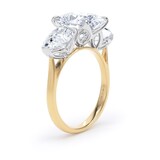 Goldsmiths 18ct Yellow Gold and Platinum 5.20cttw Oval and Pear Cut Lab Grown Diamond 3 Stone Engagement Ring - Ring Size F
