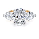Goldsmiths 18ct Yellow Gold and Platinum 6.40cttw Oval and Pear Cut Lab Grown Diamond 3 Stone Engagement Ring - Ring Size I