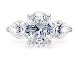 Goldsmiths 18ct Yellow Gold and Platinum 6.40cttw Oval and Pear Cut Lab Grown Diamond 3 Stone Engagement Ring - Ring Size I
