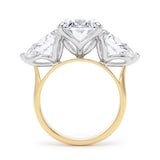 Goldsmiths 18ct Yellow Gold and Platinum 6.40cttw Oval and Pear Cut Lab Grown Diamond 3 Stone Engagement Ring - Ring Size I