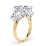 Goldsmiths 18ct Yellow Gold and Platinum 6.40cttw Oval and Pear Cut Lab Grown Diamond 3 Stone Engagement Ring - Ring Size I