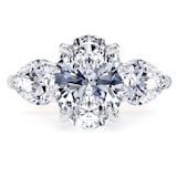 Goldsmiths 18ct Yellow Gold and Platinum 9.00cttw Oval and Pear Cut Lab Grown Diamond 3 Stone Engagement Ring - Ring Size X
