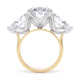 Goldsmiths 18ct Yellow Gold and Platinum 9.00cttw Oval and Pear Cut Lab Grown Diamond 3 Stone Engagement Ring - Ring Size X