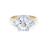Goldsmiths 18ct Yellow Gold and Platinum 5.80cttw Radiant and Trapezoid Cut Lab Grown Diamond 3 Stone Engagement Ring - Ring Size H.5