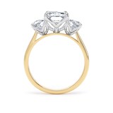 Goldsmiths 18ct Yellow Gold and Platinum 5.80cttw Radiant and Trapezoid Cut Lab Grown Diamond 3 Stone Engagement Ring - Ring Size H.5