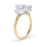 Goldsmiths 18ct Yellow Gold and Platinum 5.80cttw Radiant and Trapezoid Cut Lab Grown Diamond 3 Stone Engagement Ring - Ring Size H.5
