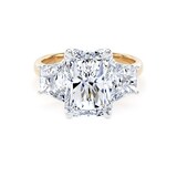Goldsmiths 18ct Yellow Gold and Platinum 7.00cttw Radiant and Trapezoid Cut Lab Grown Diamond 3 Stone Engagement Ring - Ring Size J.5