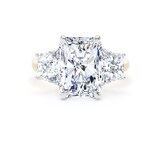 Goldsmiths 18ct Yellow Gold and Platinum 7.00cttw Radiant and Trapezoid Cut Lab Grown Diamond 3 Stone Engagement Ring - Ring Size J.5
