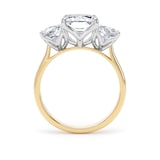 Goldsmiths 18ct Yellow Gold and Platinum 7.00cttw Radiant and Trapezoid Cut Lab Grown Diamond 3 Stone Engagement Ring - Ring Size J.5