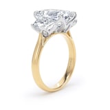 Goldsmiths 18ct Yellow Gold and Platinum 7.00cttw Radiant and Trapezoid Cut Lab Grown Diamond 3 Stone Engagement Ring - Ring Size J.5