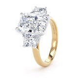Goldsmiths 18ct Yellow Gold and Platinum 7.00cttw Radiant and Trapezoid Cut Lab Grown Diamond 3 Stone Engagement Ring - Ring Size J.5