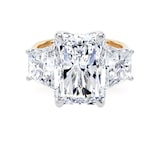 Goldsmiths 18ct Yellow Gold and Platinum 9.40cttw Radiant and Trapezoid Cut Lab Grown Diamond 3 Stone Engagement Ring - Ring Size Q