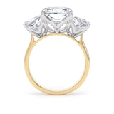 Goldsmiths 18ct Yellow Gold and Platinum 9.40cttw Radiant and Trapezoid Cut Lab Grown Diamond 3 Stone Engagement Ring - Ring Size Q