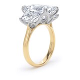 Goldsmiths 18ct Yellow Gold and Platinum 9.40cttw Radiant and Trapezoid Cut Lab Grown Diamond 3 Stone Engagement Ring - Ring Size Q