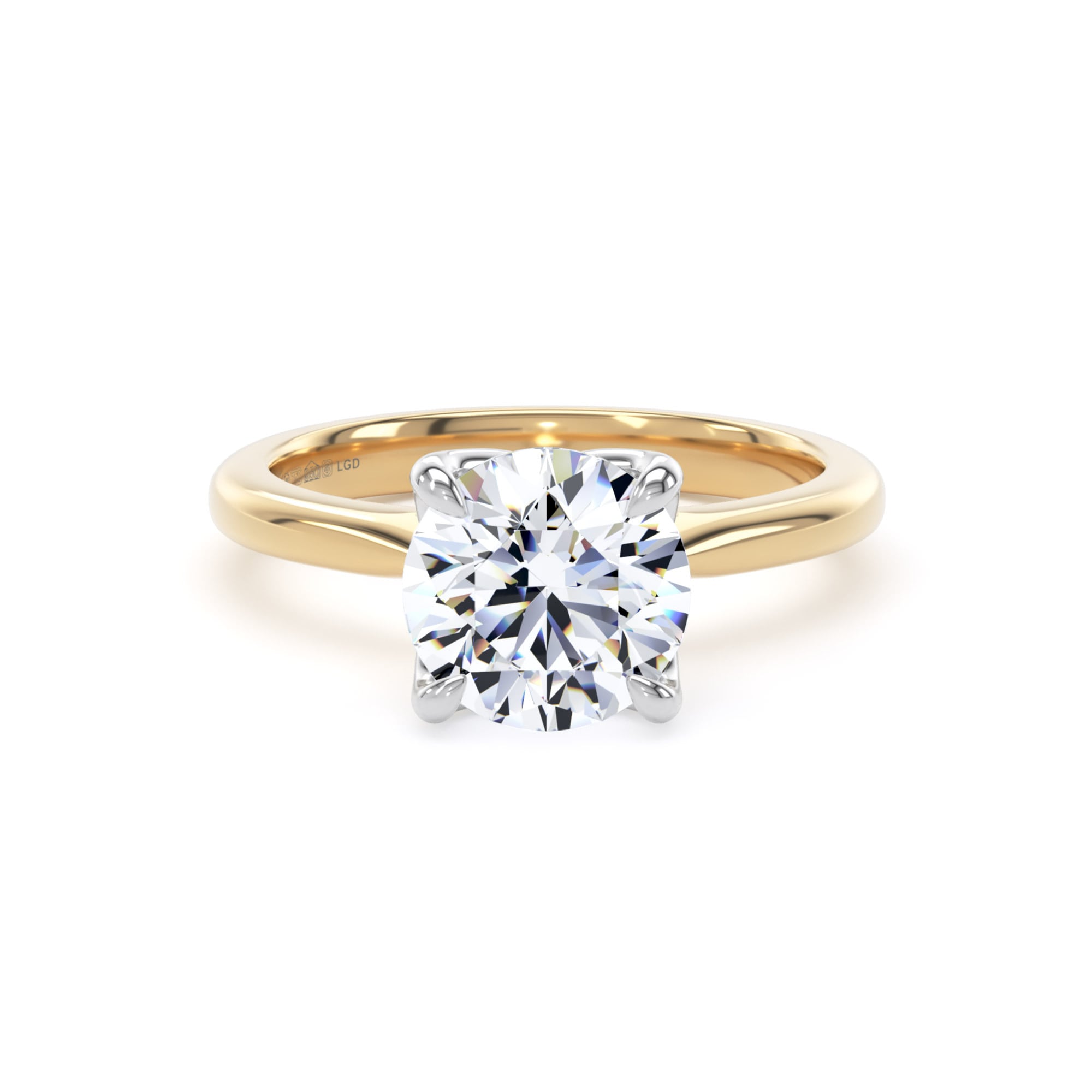 18ct Yellow Gold and Platinum 2.00cttw Brilliant Cut Lab Grown Diamond Solitaire Engagement Ring